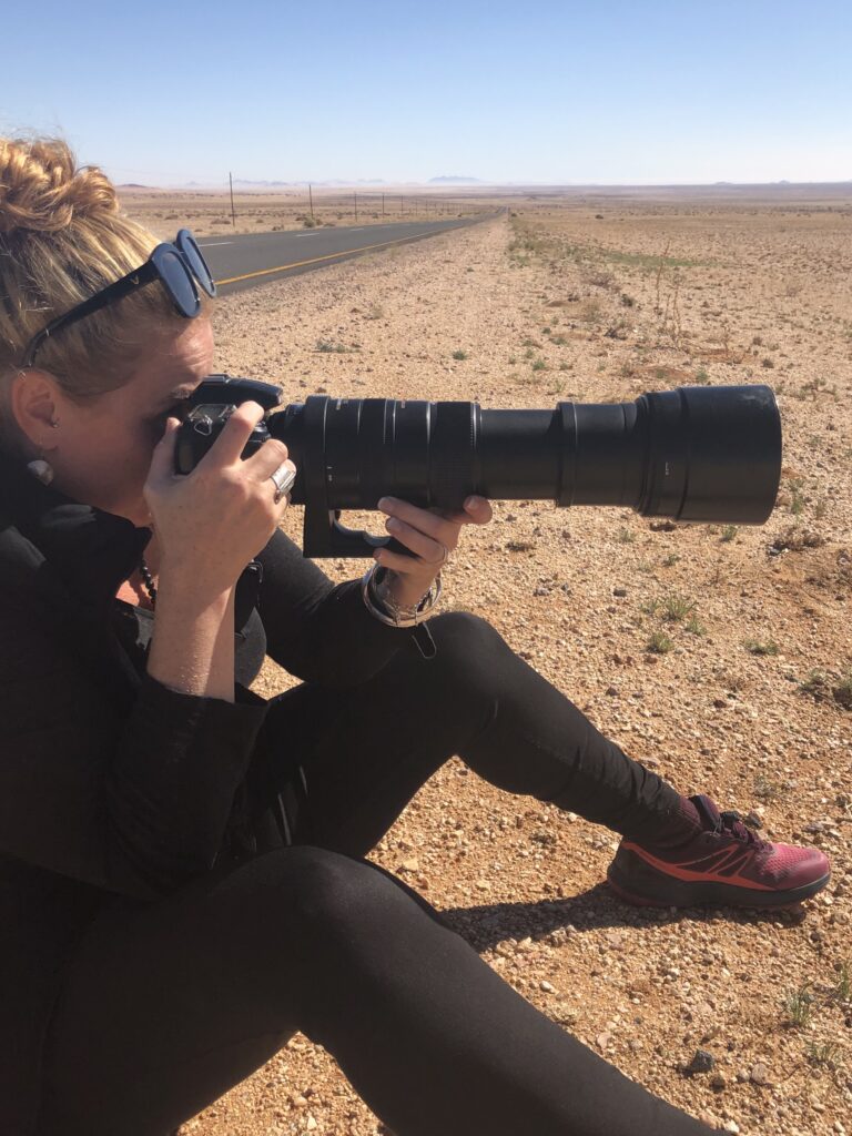 A photographers journey. Lizane Louw, in the field. A photo for the article: A Photographer’s Journey: From Nomad to Artpreneur | Lizane Louw. 