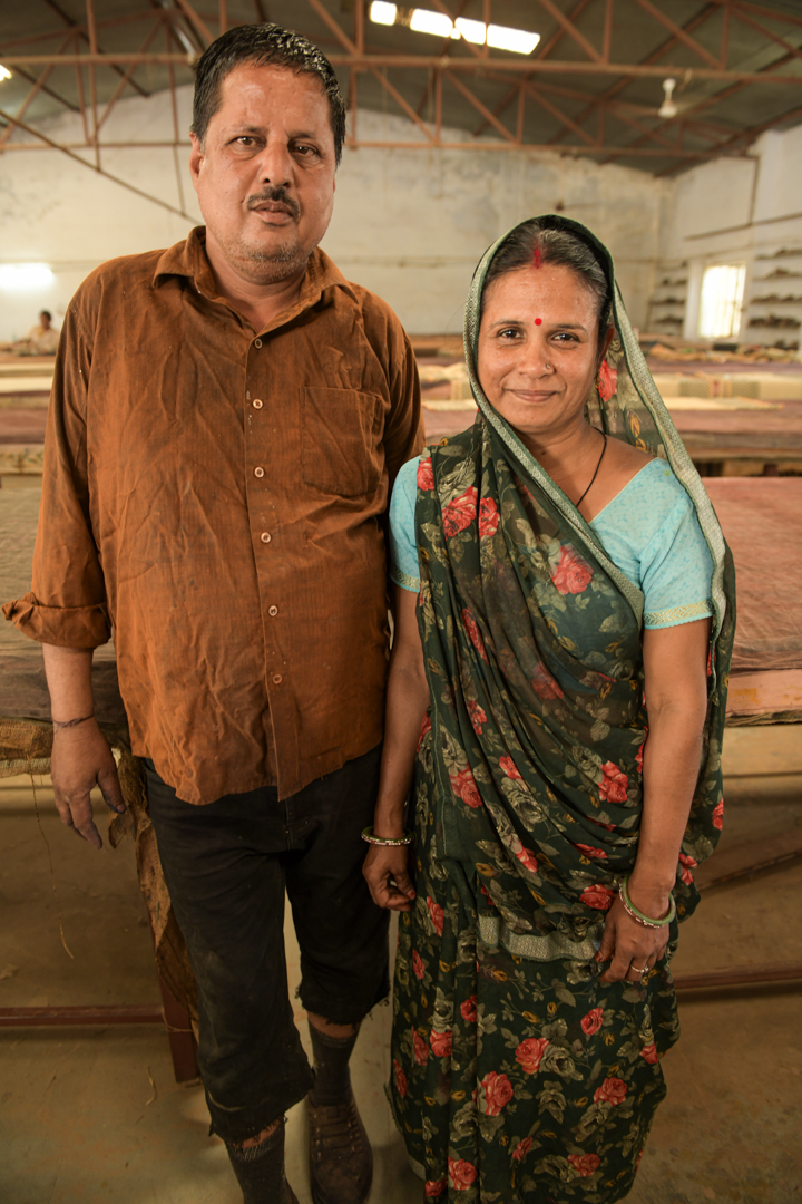 Mr. Laal Chand and Ms. Chand at the workshop of Jai Textart in Baru, 2024. Mr. Chand's ( Mr. Red Moon's) skill, deep love, and knowledge of the craft got me interested in Dabu printing. My interactions with Mr Chand changed my life. I will forever be grateful for all the guidance, skills, and knowledge he quietly and generously transferred to me. I am and forever will be his biggest fan! Photo Lizane Louw.